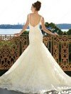 Scoop Neck Beading Open Back Sweep Train Ivory Lace Wedding Dress #DS00022172