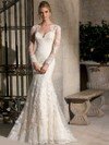 Trumpet/Mermaid Satin Tulle Appliques Lace Scoop Neck Long Sleeve Wedding Dress #DS00022202