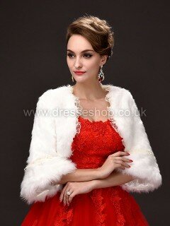 Faux Fur 3/4-Length Sleeve Wrap with Lace #DS03040039