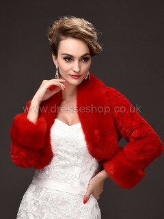 Faux Fur Long Sleeve Wrap with Flower #DS03040043