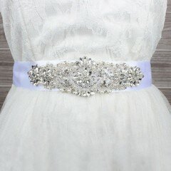 Women Charmeuse Beading/Imitation Pearls/Crystal Sashes #DS03140019