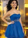 A-line Sweetheart Tulle Short/Mini Sleeveless Appliques Prom Dresses #02051316