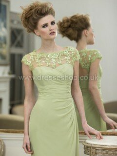 Scoop Neck Chiffon Appliques Lace Cap Straps Floor-length Bridesmaid Dress #DS01012691