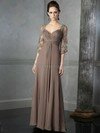 Empire Open Back Chiffon Tulle Appliques Lace V-neck 3/4 Sleeve Mother of the Bride Dresses #DS01021633