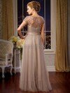 Exclusive Scoop Neck Tulle Appliques Lace Floor-length Short Sleeve Mother of the Bride Dresses #DS01021650