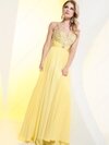 A-line Straps Chiffon Floor-length Sleeveless Rhinestone Prom Dresses