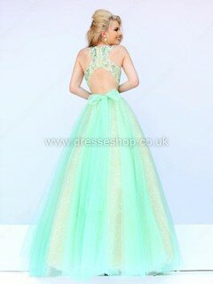 Multi Colours A-line Open Back Tulle Beading Scoop Neck Prom Dresses #DS020101113