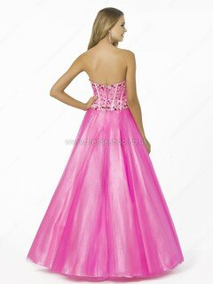 Princess New Arrival Tulle with Crystal Detailing Fuchsia Sweetheart Prom Dresses #DS020101127