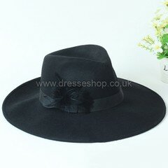 Black Wool Floppy Hat #DS03100063