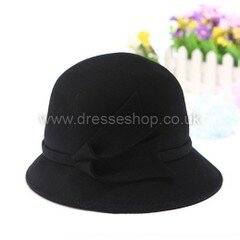 Black Wool Bowler/Cloche Hat #DS03100071