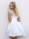 Short/Mini Tulle Pearl Detailing Scoop Neck Beautiful White Prom Dresses #02051621