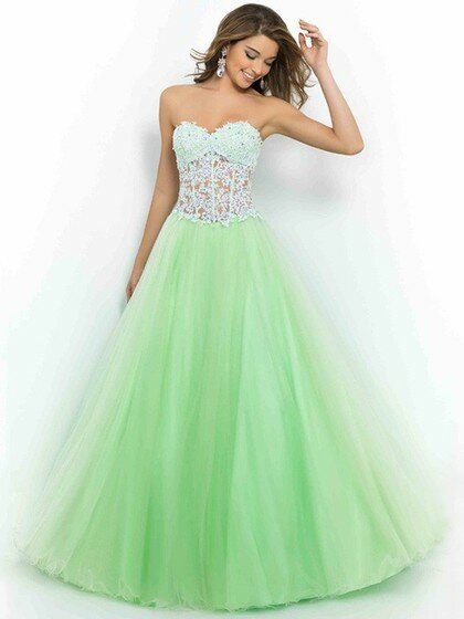 Nice Princess Green Tulle Beading Sweetheart Prom Dress #DS020101246