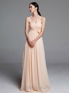 Pearl Pink Empire Chiffon with Flower(s) Sweetheart Casual Bridesmaid Dresses #DS01012487