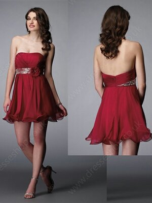 A-line Strapless Chiffon Short/Mini Sleeveless Sequins Formal Dresses #02060088