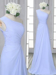 Beautiful Lavender Ruffles Sheath/Column Chiffon One Shoulder Bridesmaid Dress #DS01012522