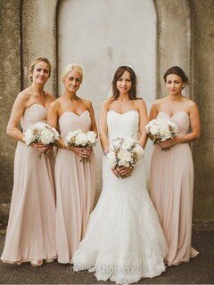 Wholesale Champagne Sweetheart Chiffon Pleats A-line Bridesmaid Dresses #DS01012577