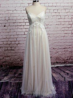 Empire V-neck Multi Colours Tulle with Appliques Lace Pretty Wedding Dresses #DS00020573