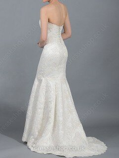 Beautiful Sweep Train Ivory Lace Sweetheart Lace-up Wedding Dresses #DS00020866