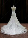Best Ivory Tulle Appliques Lace Chapel Train Trumpet/Mermaid Wedding Dresses #DS00021959
