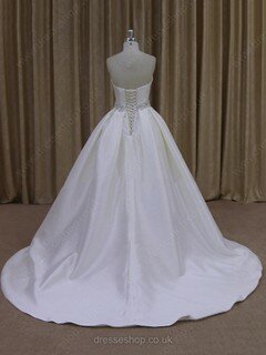 Classic Ivory Taffeta Sashes/Ribbons Sweetheart Ball Gown Wedding Dresses #DS00021977