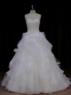 Ivory Tulle Princess Appliques Lace Sweetheart New Style Wedding Dresses #DS00021988