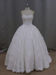 Ball Gown Ivory Lace Beading New Arrival Cathedral Train Wedding Dresses #DS00022096