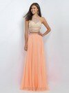 Sweep Train Scoop Neck Crystal Detailing Open Back Green Tulle Chiffon Prom Dresses #DS020101352
