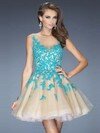 Scoop Neck Multi Colours Tulle Appliques Lace Short/Mini Spring Prom Dress #DS020101435