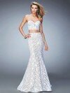 Sweetheart White Lace Ruffles Trumpet/Mermaid Two-pieces Prom Dress #DS020101491