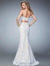 Sweetheart White Lace Ruffles Trumpet/Mermaid Two-pieces Prom Dress #DS020101491