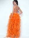 Exclusive Orange Sweetheart Organza Crystal Detailing Asymmetrical Prom Dress #02011878