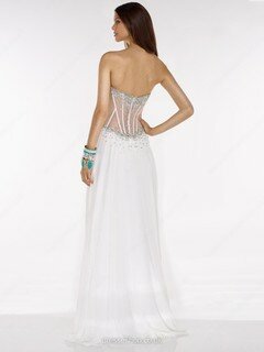 Summer Sweetheart Ivory Tulle Chiffon Beading A-line Prom Dresses #DS020101602