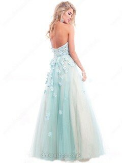 Ball Gown Sweetheart Tulle Appliques Lace Different Backless Prom Dresses #DS020101931