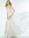 A-line Scoop Neck Lace Chiffon with Beading Elegant Long Prom Dress #DS020101966