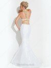 Trumpet/Mermaid High Neck Taffeta Beading White Two-pieces Prom Dresses #DS020101995