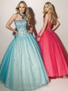 Ball Gown Tulle Beading Lace-up Sweetheart Prom Dresses #DS020102005