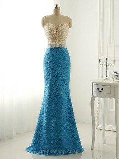 Trumpet/Mermaid Scoop Neck Lace Pearl Detailing Perfect Prom Dresses #DS020101631