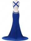 Trumpet/Mermaid Chiffon Court Train Split Front Backless Royal Blue Prom Dresses #DS020101646