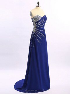Sheath/Column Sweetheart Chiffon with Beading Good Royal Blue Prom Dresses #DS020101661
