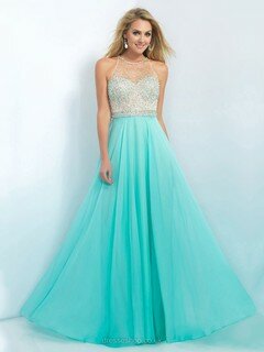 Discounted A-line Chiffon Crystal Detailing Scoop Neck Prom Dress #DS020101740