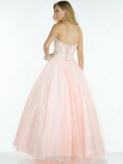 Sweetheart Pink Tulle Sequined Lace-up Beading Ankle-length Prom Dress #DS020101750