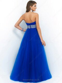 Newest Sweetheart Tulle Floor-length Crystal Detailing Royal Blue Prom Dresses #DS020101929