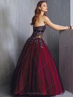 Famous Sweetheart Tulle Crystal Detailing A-line Prom Dresses #DS020101952