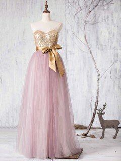 Modest Multi Colours Tulle Sashes / Ribbons Sweetheart Princess Bridesmaid Dresses #DS01012727