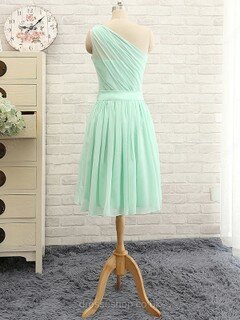 Promotion Knee-length Chiffon with Ruffles One Shoulder Bridesmaid Dress #DS01012741