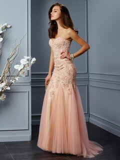 Exclusive Sweetheart Tulle Lace with Beading Trumpet/Mermaid Prom Dress #DS020102381