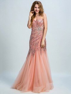 One Shoulder Trumpet/Mermaid Tulle with Beading Exclusive Prom Dresses #DS020102250