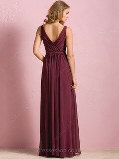 Wholesale Scoop Neck Floor-length Chiffon Split Front Bridesmaid Dress #DS01012840
