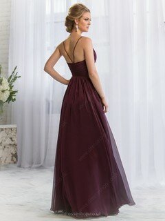 Boutique A-line V-neck Chiffon with Criss Cross Long Bridesmaid Dress #DS01012855
