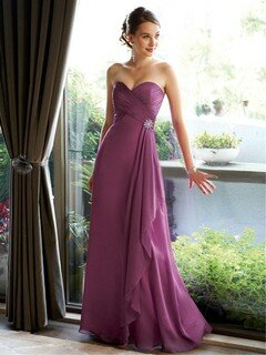 Sweetheart Grape Chiffon Floor-length Ruffles Nice Bridesmaid Dress #DS01012858